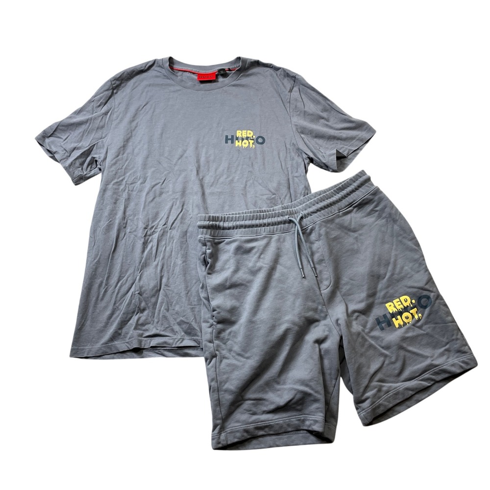 Hugo Boss Red Hot  Large 2 Pc Short T Shirt Set Grey  XL top L Shorts